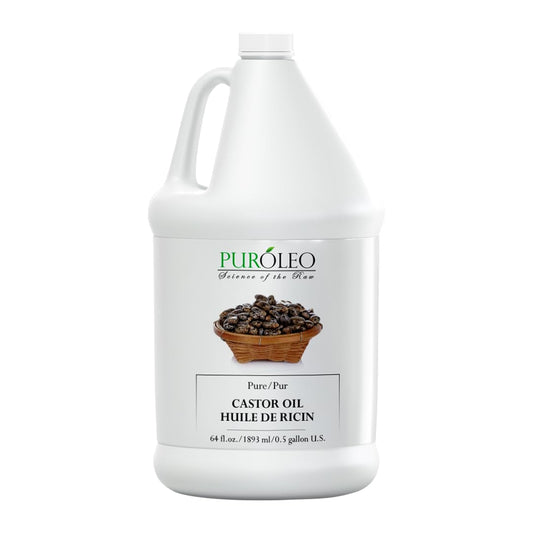 PUROLEO Castor Oil 64 Fl Oz/1900 ML (Packed In Canada) 100% Pure and Natural Hair, Lash, Beard, Eyelashes & Eyebrow Oil Black castor oil for brow lashes, Make eyelash serum, hair serum for dry hair and frizzy | huile de ricin pour huile de ricin pour chev