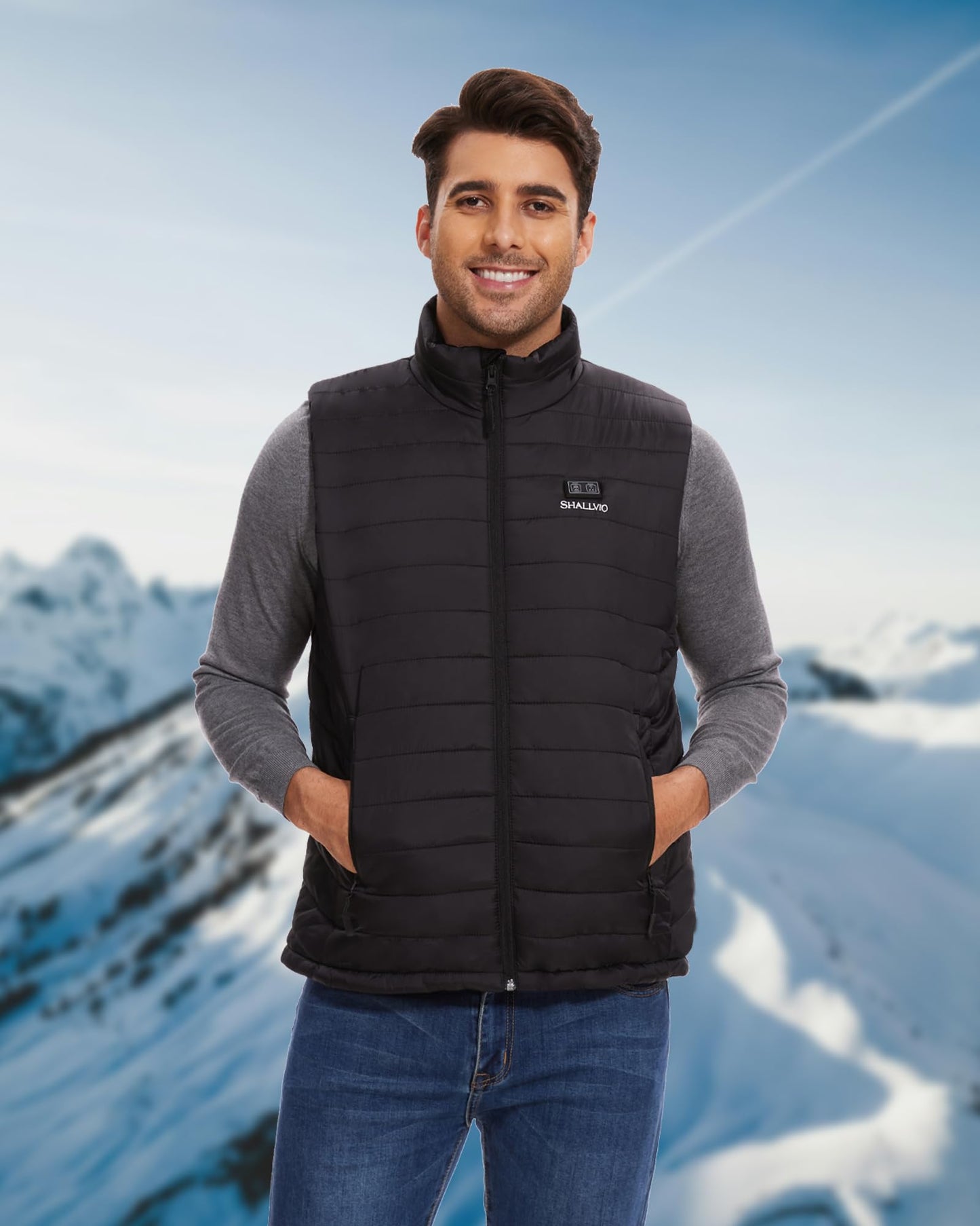 Men's Lightweight Heated Vest with 20000mAh 7.4V Battery Pack, Water-Resistant Electric Warming Heating Vest