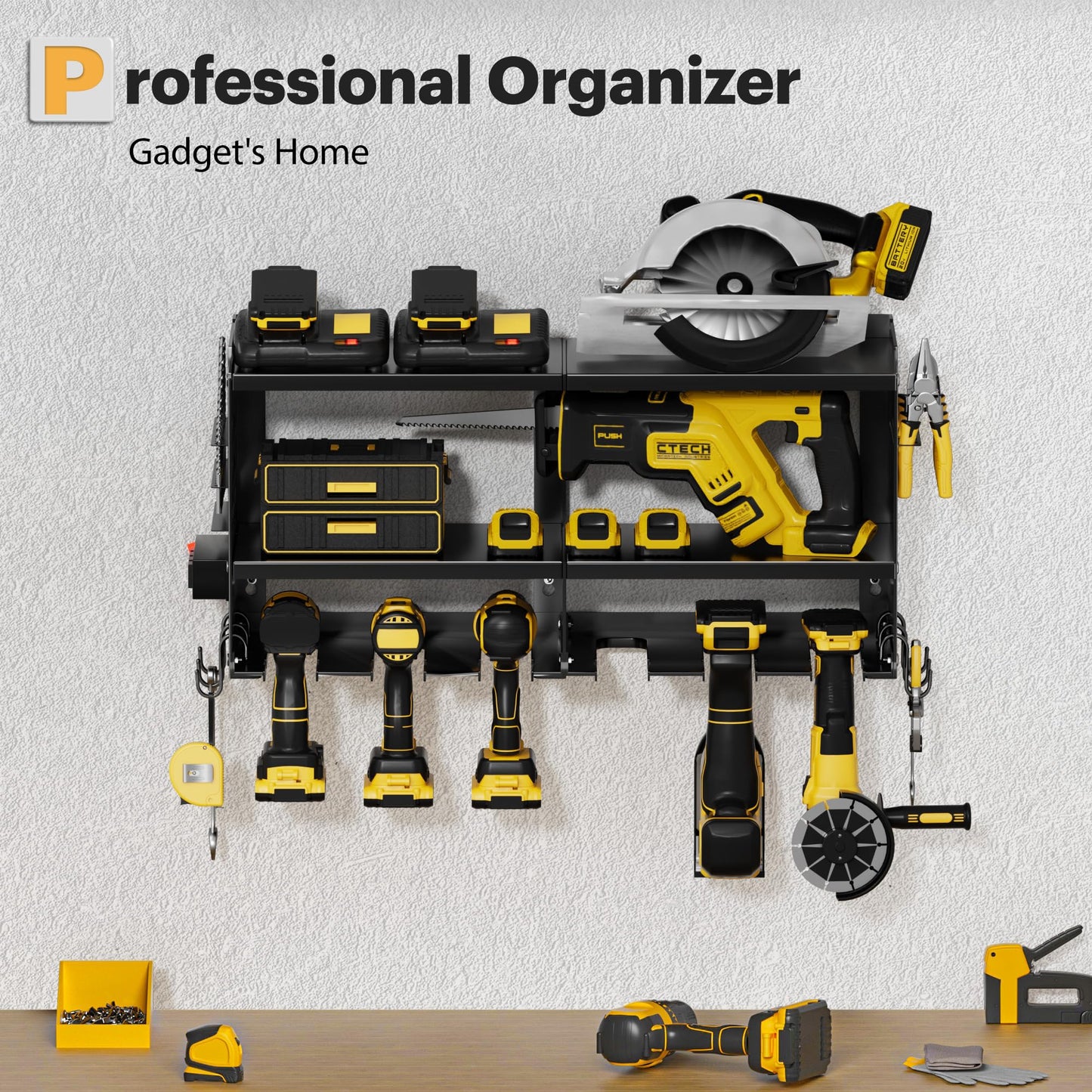 Power Tool Organizer with Charging Station