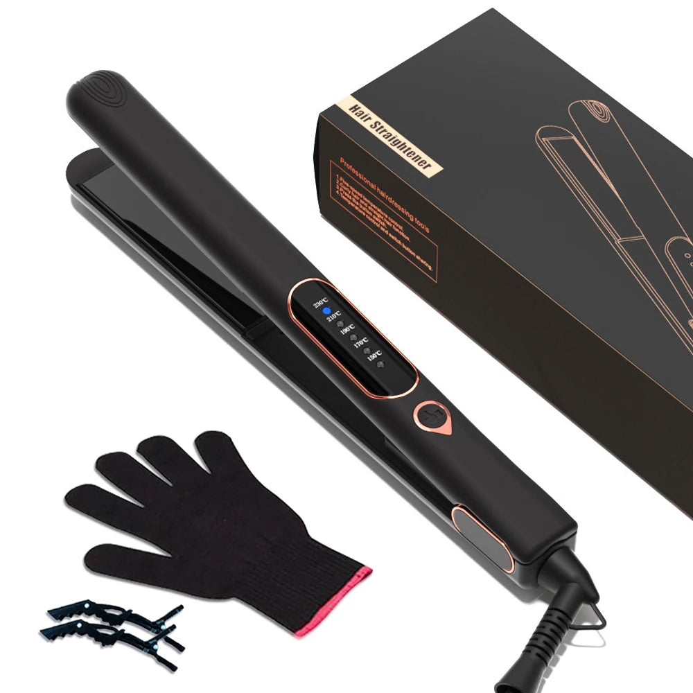 Hair Straightener Curler Tourmaline Ceramic Plate 1 Inch 230°C Professional Hair Flat Iron Salon Styling Tools Dual Voltage