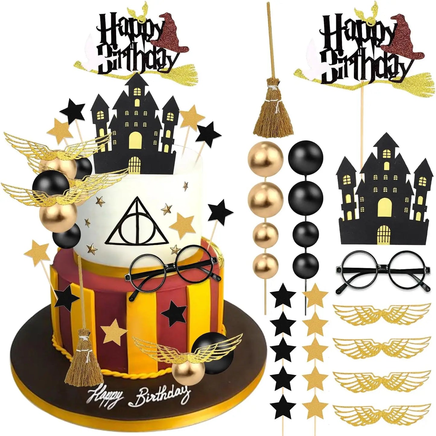 11 PCS Wizard Party Supplies - Wizard Cake Topper & Decoration - Birthday Party Favors