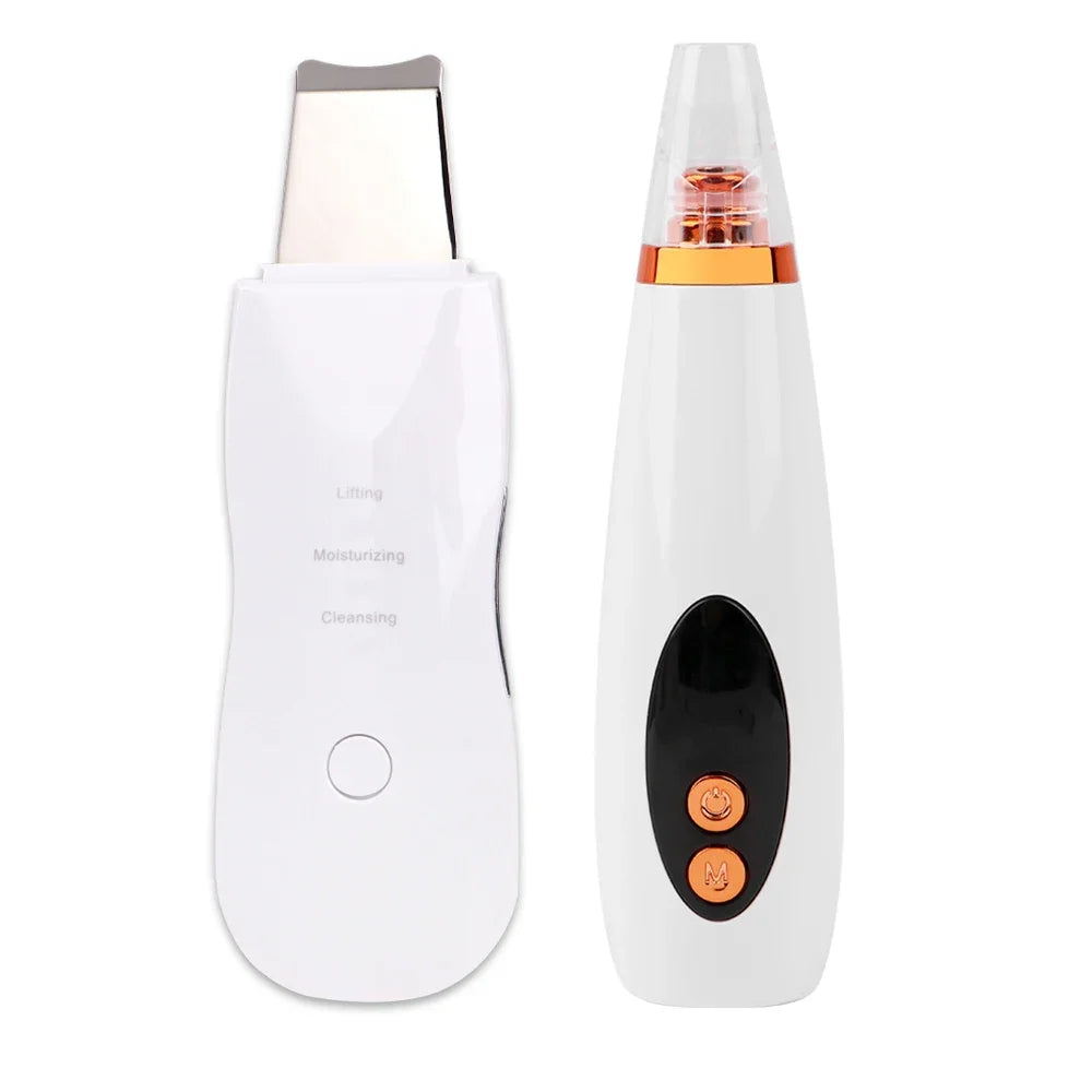 Ultrasonic Skin Scrubber Kit Vibration Face Spatula Blackhead Remover EMS LED Facial Massager Cavitation Peeling Facial Lifting