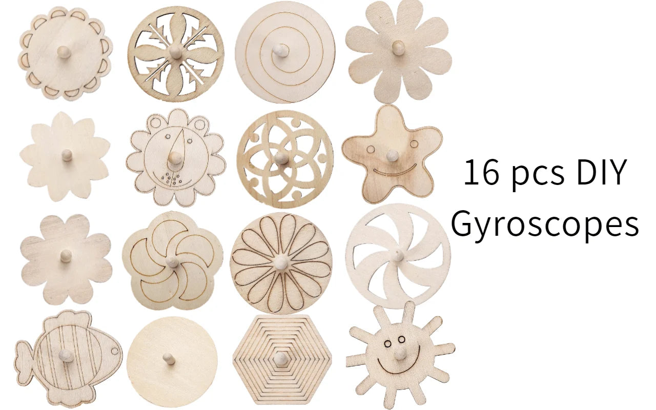 Wooden Spinning Top Craft Kit, Painting and Crafting with Wooden Art Materials, Holiday Gift Spinner