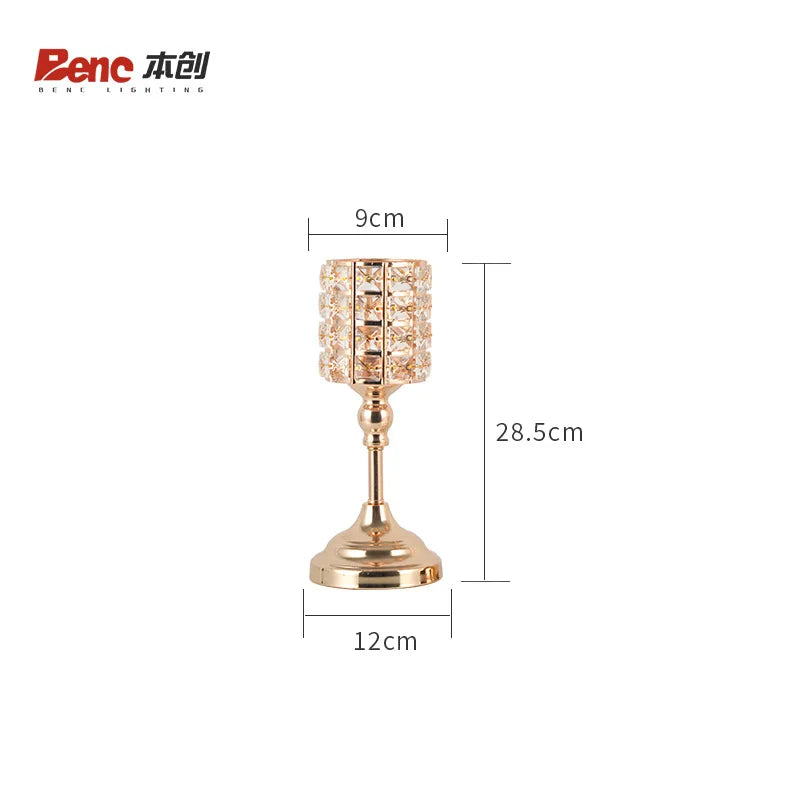 Crystal Glass Candle Holders Luxury Retro Metal Candlesticks, Wedding Party, Christmas Holiday, Desktop Home Decoration, 3 Sizes