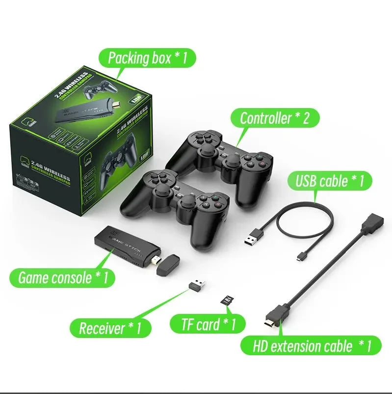 Video Game Console Retro Handheld Game Console 64G with Built-in 20000 Wireless Game Controller Children's Game Stick Christmas