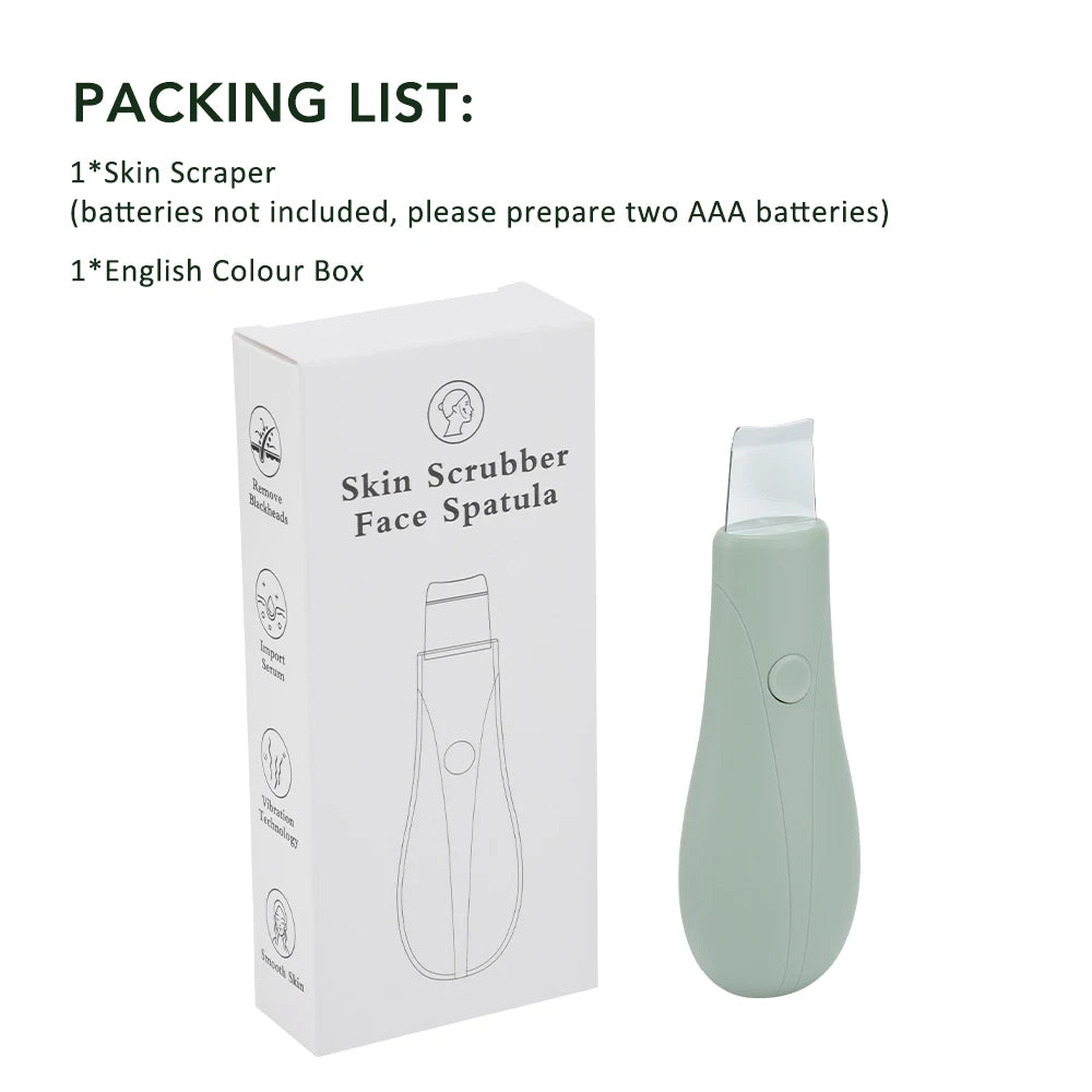 Electric Ultrasonic Skin Scrubber Vibration Face Spatula Peeling Blackhead Remover Facial Lifting Cleansing Ultrasonic Skin Care