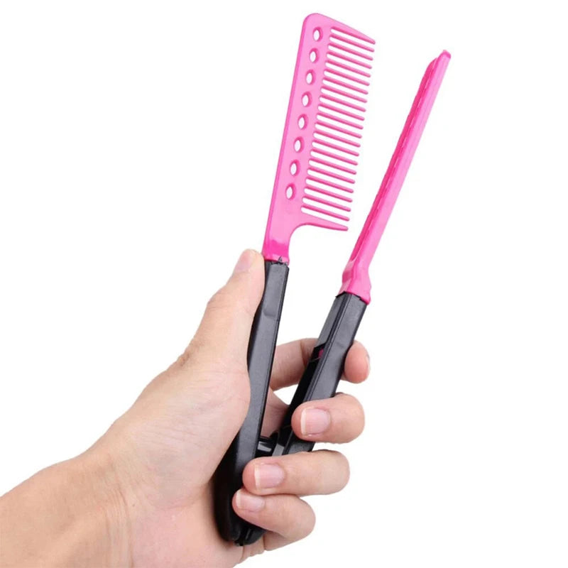 1 Piece V-shaped Straightener Hairdressing Straightening Brush Salon V Comb Straightener Styling Hair Folding Hair Styling Tool