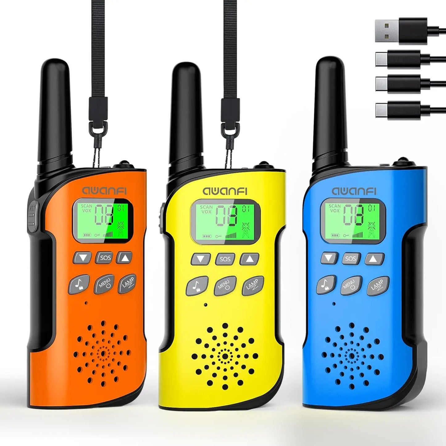 (Not For AU/JP/BR/NZ/BY/TH/UA/AO) 2/3/4 pcs Walkie Talkie Adults & Kids, Long Range/Rechargeable/1000mAh/Lanyards/Flashlight/SOS