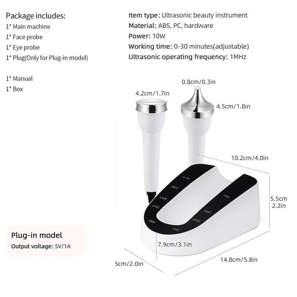 Ultrasound Skin Care Beauty Machine Skin Anti Aging High Frequency Face Eye Massager Ultrasonic Beauty Women SPA Device