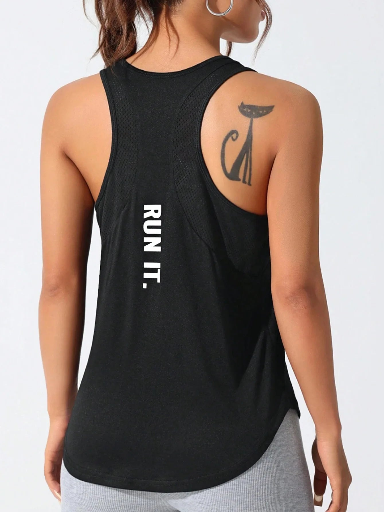 Women's running vest, special letter style, loose long top vest, a good choice for yoga running