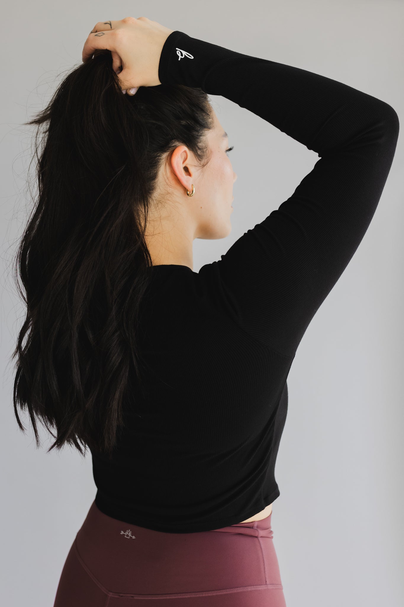 Ribbed cropped crew top