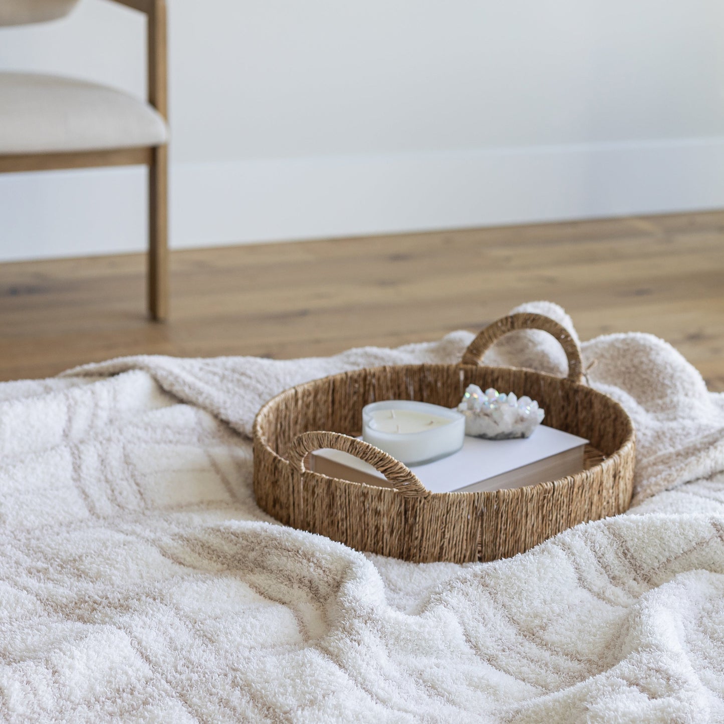 Blushing Beige & White Plaid Print Extended Throw