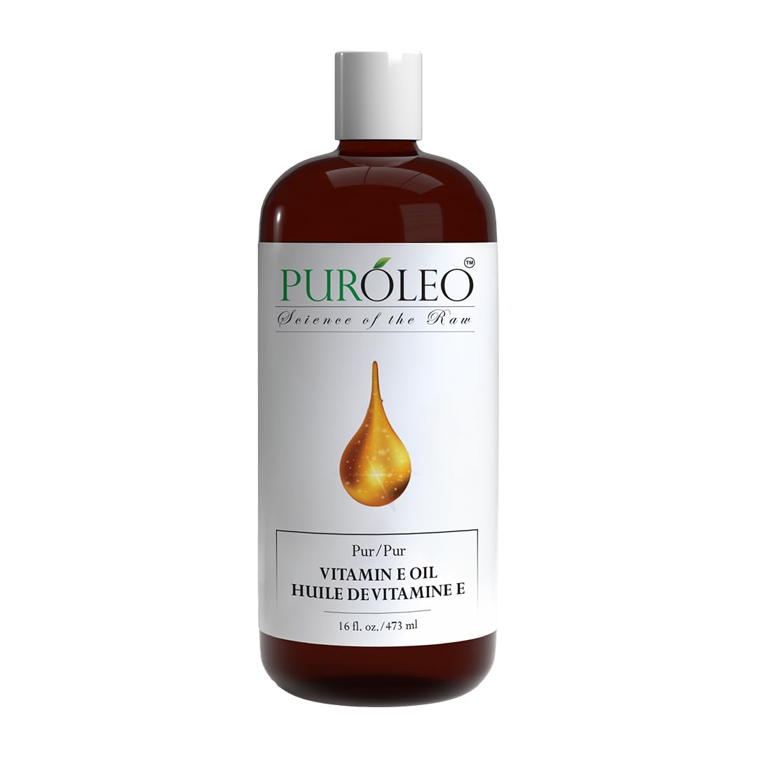 PUROLEO Vitamin E Oil 32 FL Oz/946 ML (Packed in Canada) Pure Vitamin E Oil for Skin, Hair, and Face. A versatile oil suitable for various personal care and cosmetic applications.