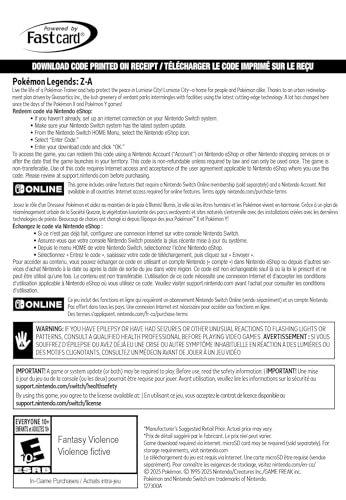 Pokémon™ Legends: Z-A (CAN Version)