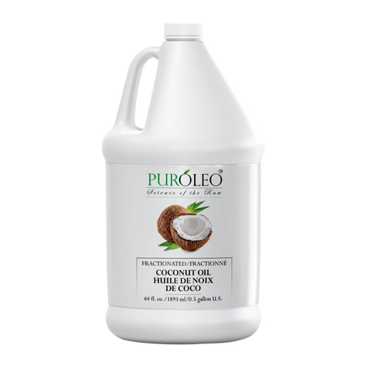 PUROLEO Fractionated Coconut Oil 64 Fl Oz/1900 ML (Packed In Canada) 100% Natural and odorless Moisturizer & Carrier Oil | Hair Skin Body, Aromatherapy, Massage, Makeup Remover | huile de coco, huile massage