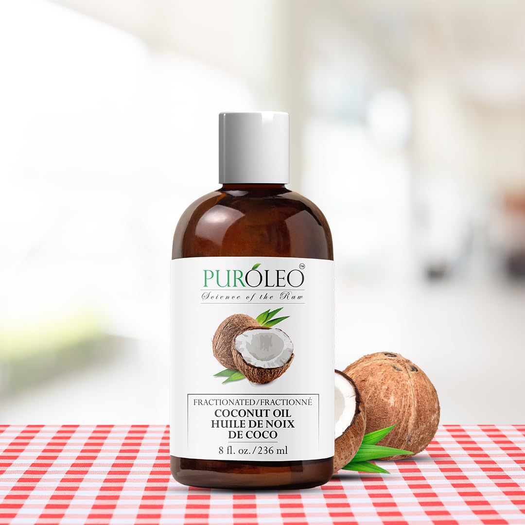 PUROLEO Fractionated Coconut Oil 64 Fl Oz/1900 ML (Packed In Canada) 100% Natural and odorless Moisturizer & Carrier Oil | Hair Skin Body, Aromatherapy, Massage, Makeup Remover | huile de coco, huile massage