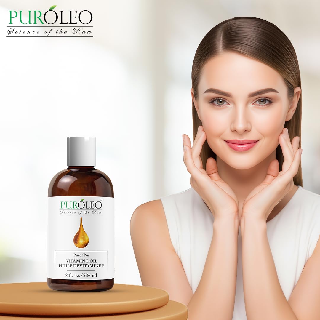 PUROLEO Vitamin E Oil 32 FL Oz/946 ML (Packed in Canada) Pure Vitamin E Oil for Skin, Hair, and Face. A versatile oil suitable for various personal care and cosmetic applications.