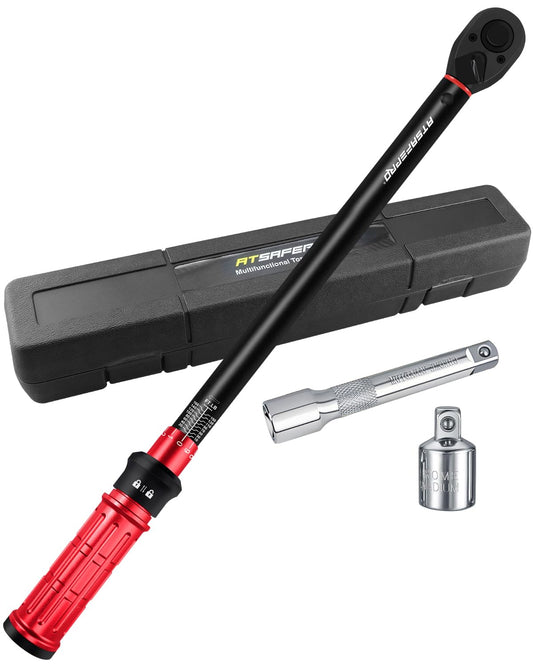 ATsafepro Torque Wrench Set,1/4 3/8 1/2-inch Drive Torque Wrench-20-240 in.lb,5-50 ft.lb,10-170 ft.lb,72-Tooth Dual Range Scales and Dual-Direction Adjustable Torque Wrench for Bike, Moto and Car