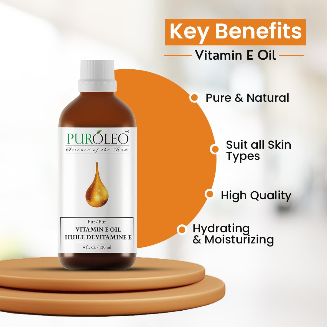 PUROLEO Vitamin E Oil 32 FL Oz/946 ML (Packed in Canada) Pure Vitamin E Oil for Skin, Hair, and Face. A versatile oil suitable for various personal care and cosmetic applications.