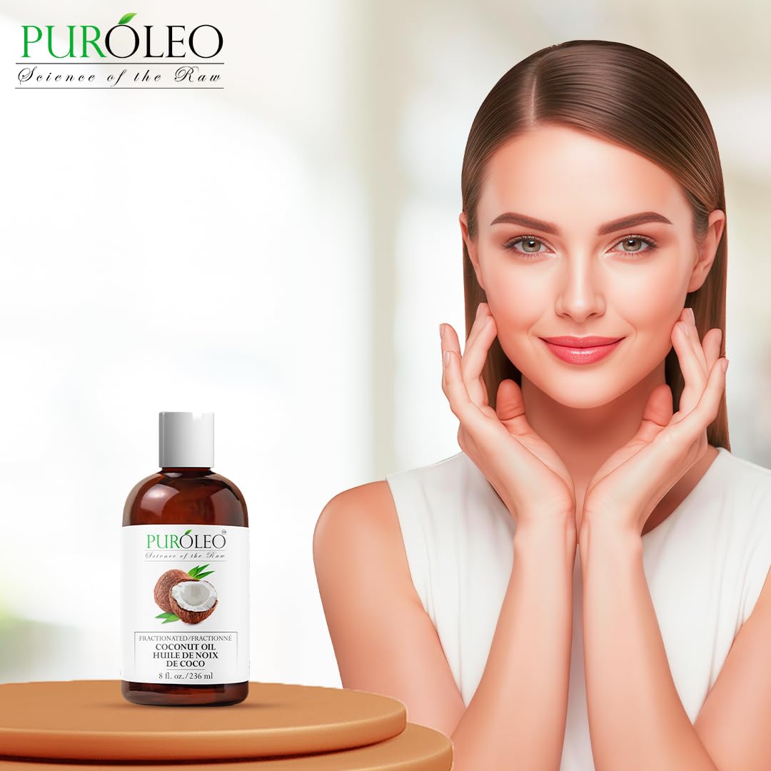 PUROLEO Fractionated Coconut Oil 64 Fl Oz/1900 ML (Packed In Canada) 100% Natural and odorless Moisturizer & Carrier Oil | Hair Skin Body, Aromatherapy, Massage, Makeup Remover | huile de coco, huile massage