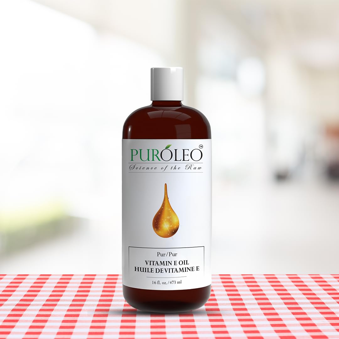PUROLEO Vitamin E Oil 32 FL Oz/946 ML (Packed in Canada) Pure Vitamin E Oil for Skin, Hair, and Face. A versatile oil suitable for various personal care and cosmetic applications.