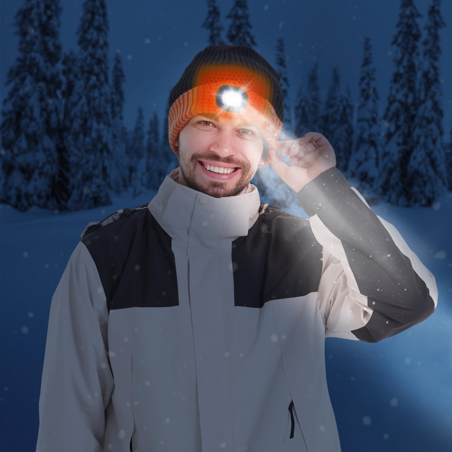 Heated Hat with Led Light, Knit Heated Beanie with 5V 4000mAH Rechargeable Battery Gifts for Men and Women