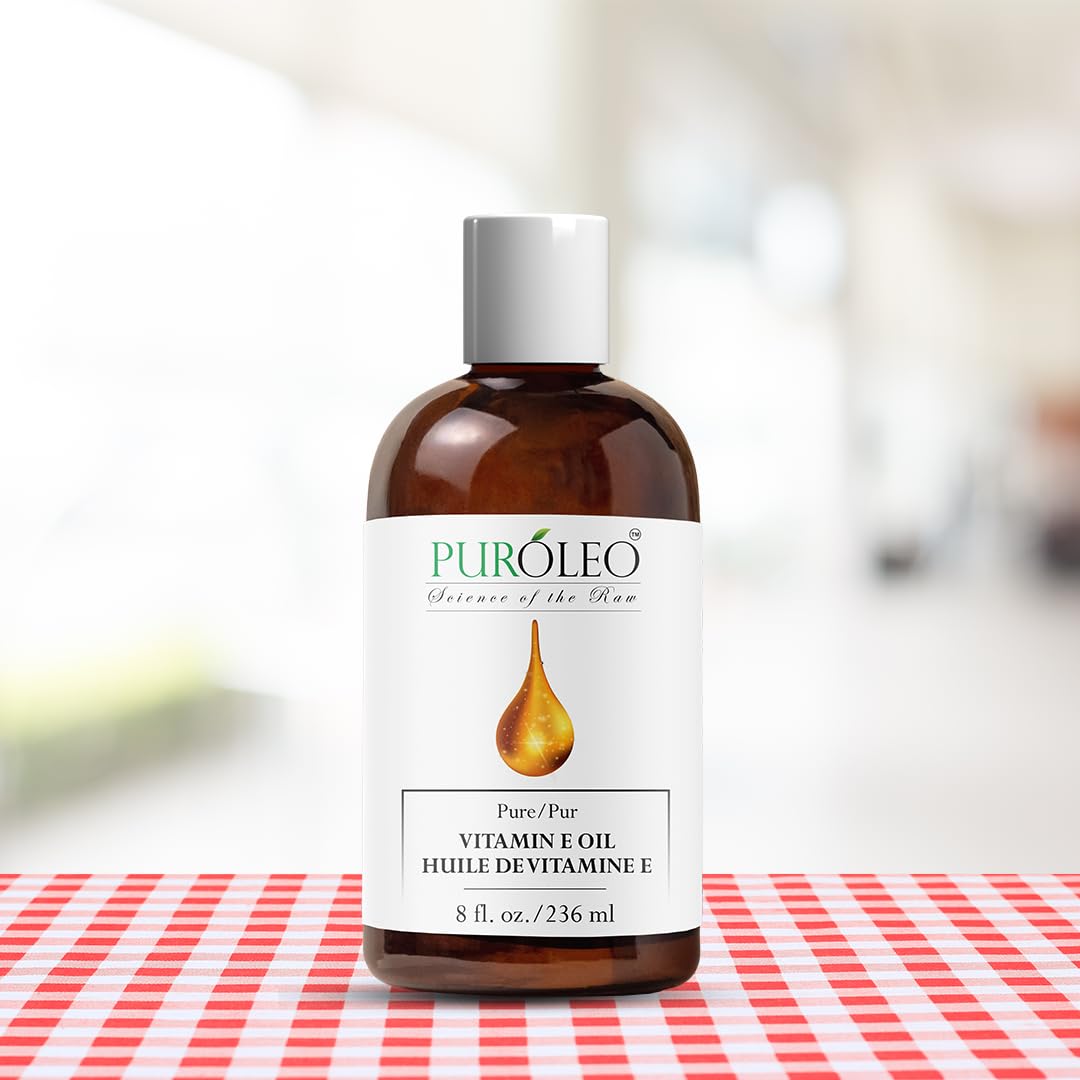 PUROLEO Vitamin E Oil 32 FL Oz/946 ML (Packed in Canada) Pure Vitamin E Oil for Skin, Hair, and Face. A versatile oil suitable for various personal care and cosmetic applications.
