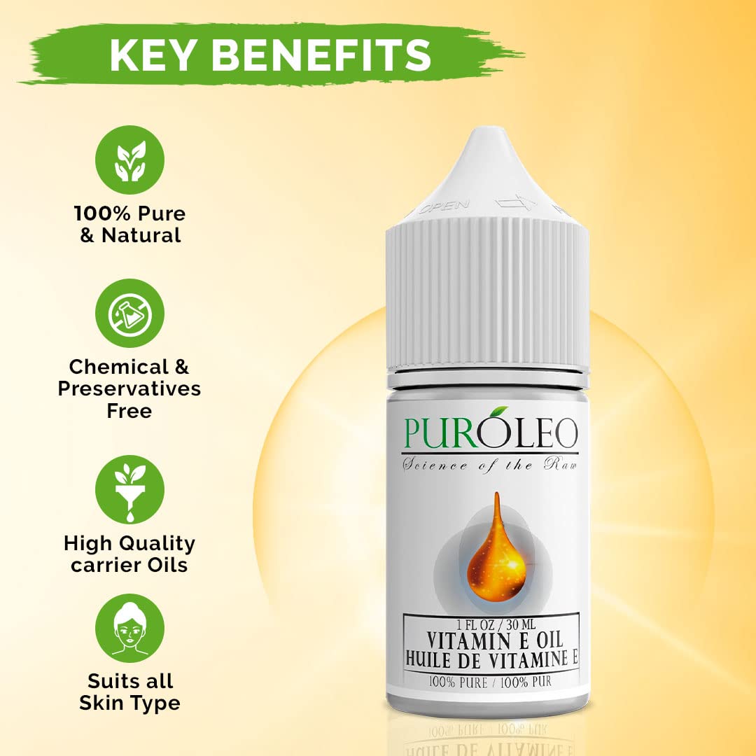 PUROLEO Vitamin E Oil 32 FL Oz/946 ML (Packed in Canada) Pure Vitamin E Oil for Skin, Hair, and Face. A versatile oil suitable for various personal care and cosmetic applications.