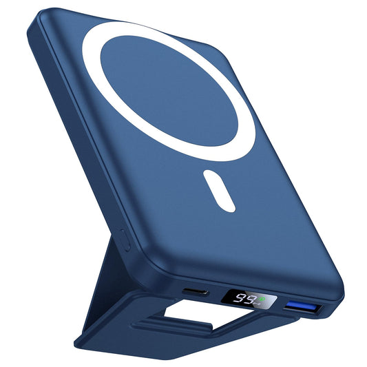 AOGUERBE Magnetic Power Bank, for MagSafe Charger Portable 10000mAh Battery Pack PD 22.5W Fast Charging, Foldable Wireless Power Bank with USB-C LED Display for iPhone 17/16/15/14/13/12 Series