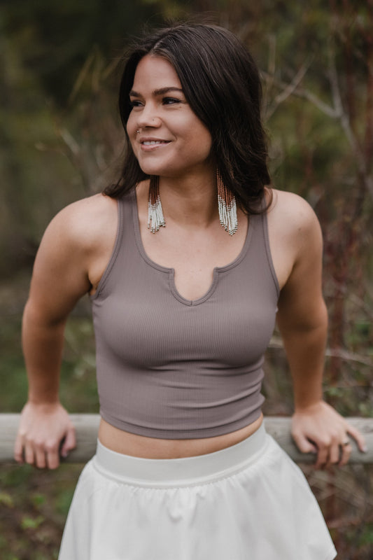 Ribbed Tank Bra Built