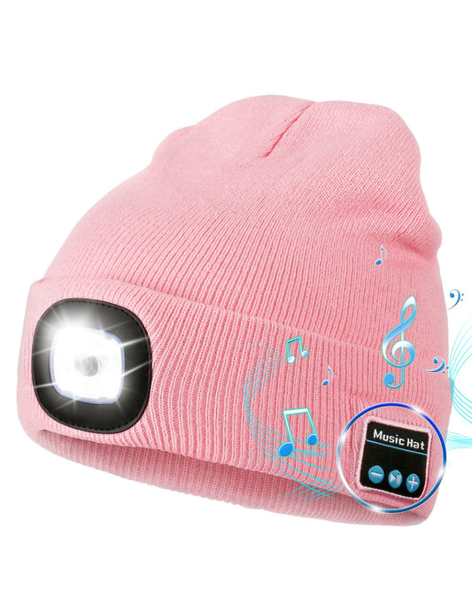 Unisex Bluetooth Beanie Hat with Light, LED Beanie with Wireless Headphones, Gifts for Men Dad Husband HimStocking Stuffers