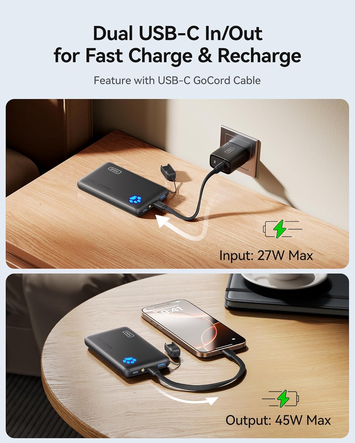 Slim portable charger
