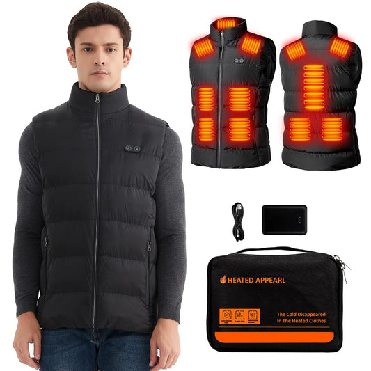 Heated Vest Mens With Battery Pack Included 16000mah 7.4V, Heated Jacket with 3 Heating Levels, 12 Heating Zones