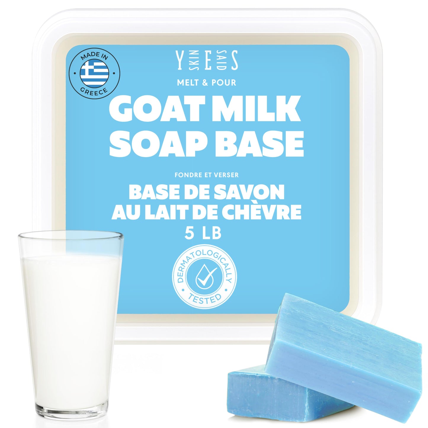 2.2kg (5 Lb) Goats Milk Soap Base - SLS/SLES free, No Palm Oil, Organic Soap Base, Bulk Goat Milk Melt and Pour Soap Base, Natural Soap Base for Soap Making Supplies, Green Soap, Craft Supplies