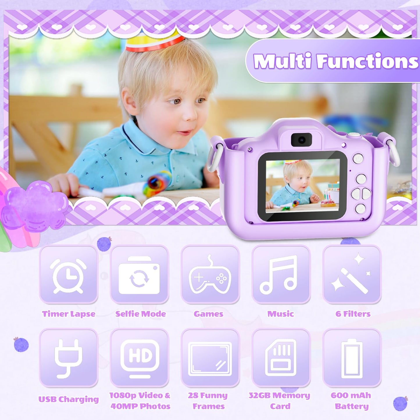Kids Digital Camera for Toddler with Video