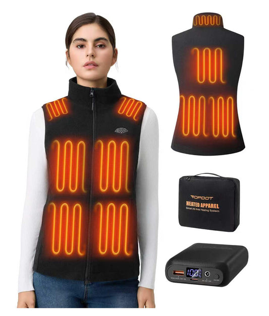 Fleece Women's Heated Vest with Battery Pack 16000mAh 7.4V, Heated Vest for Women with10-Heated Zones for Outdoor Work
