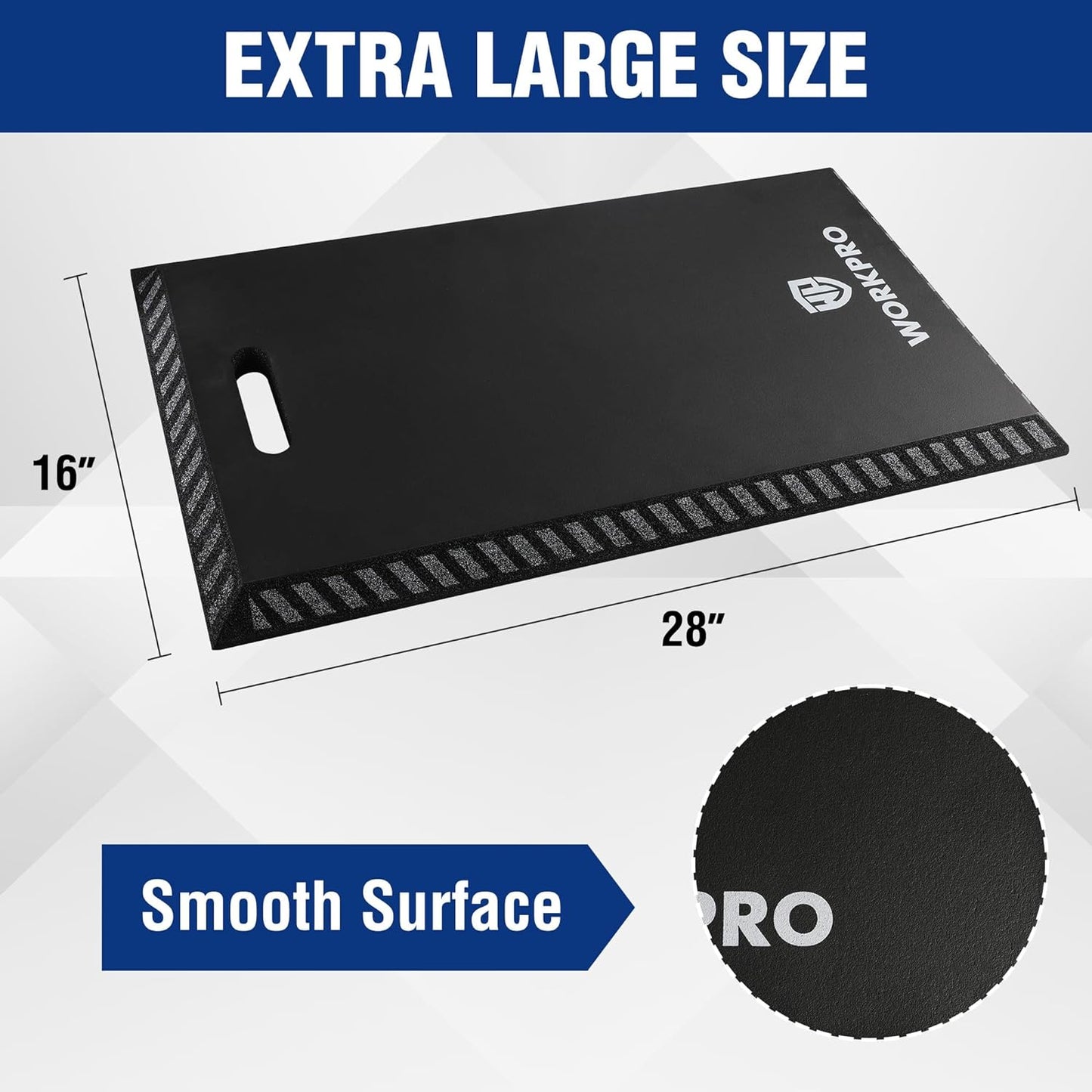 WORKPRO Extra Thick Kneeling Pad, Soft Foam Knee Cushioning, Extra Large Foam Kneeler Mat for Auto-Repair, Gardening, Workout Supplies, 28 x 16 x 1.2in, Black