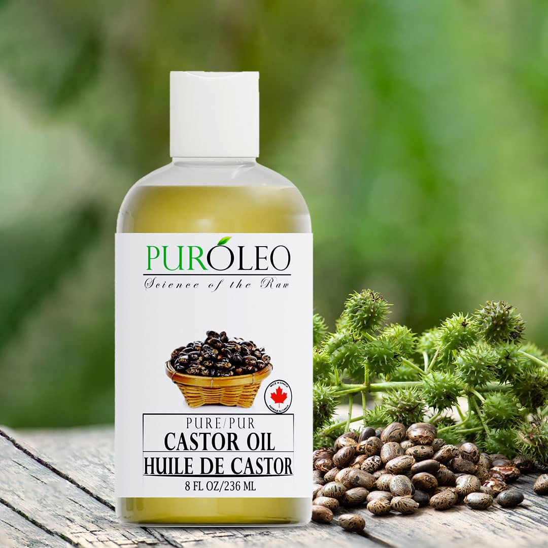 PUROLEO Castor Oil 64 Fl Oz/1900 ML (Packed In Canada) 100% Pure and Natural Hair, Lash, Beard, Eyelashes & Eyebrow Oil Black castor oil for brow lashes, Make eyelash serum, hair serum for dry hair and frizzy | huile de ricin pour huile de ricin pour chev