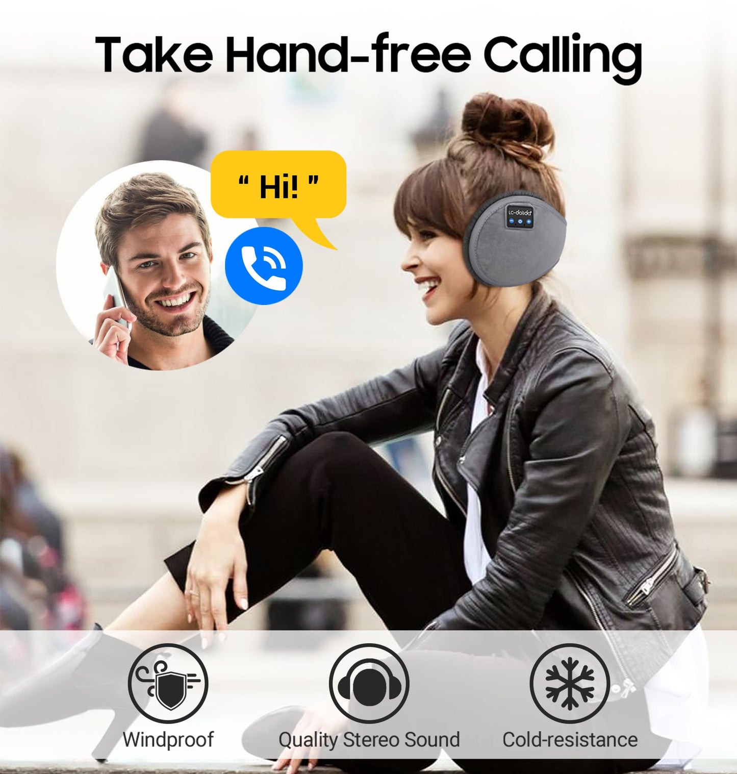 LC-dolida Earmuff Headphones Bluetooth Winter Ear Muffs Ear Warmer Headband for Men/Women/Kids Outdoor Biking Skating Hiking