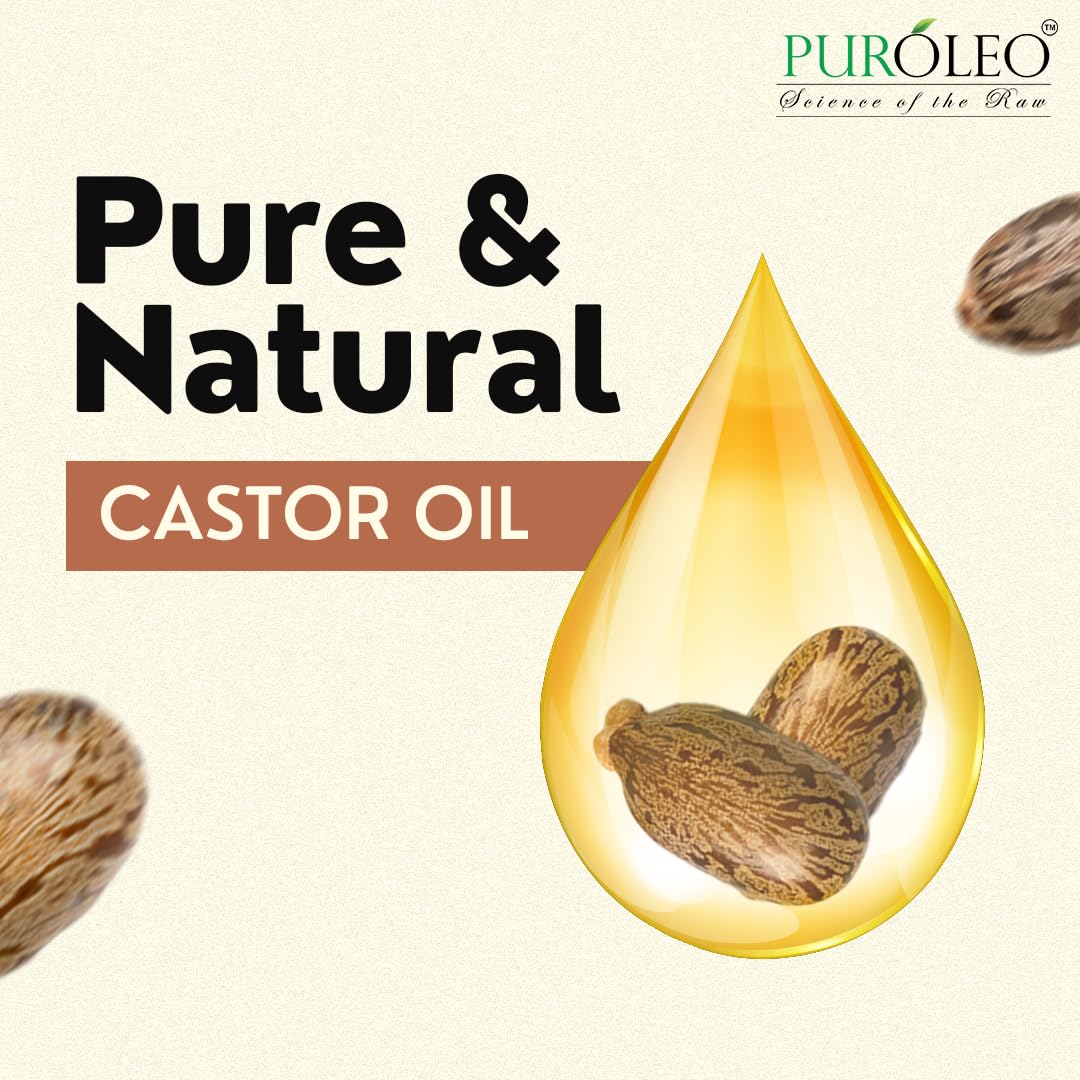 PUROLEO Castor Oil 64 Fl Oz/1900 ML (Packed In Canada) 100% Pure and Natural Hair, Lash, Beard, Eyelashes & Eyebrow Oil Black castor oil for brow lashes, Make eyelash serum, hair serum for dry hair and frizzy | huile de ricin pour huile de ricin pour chev