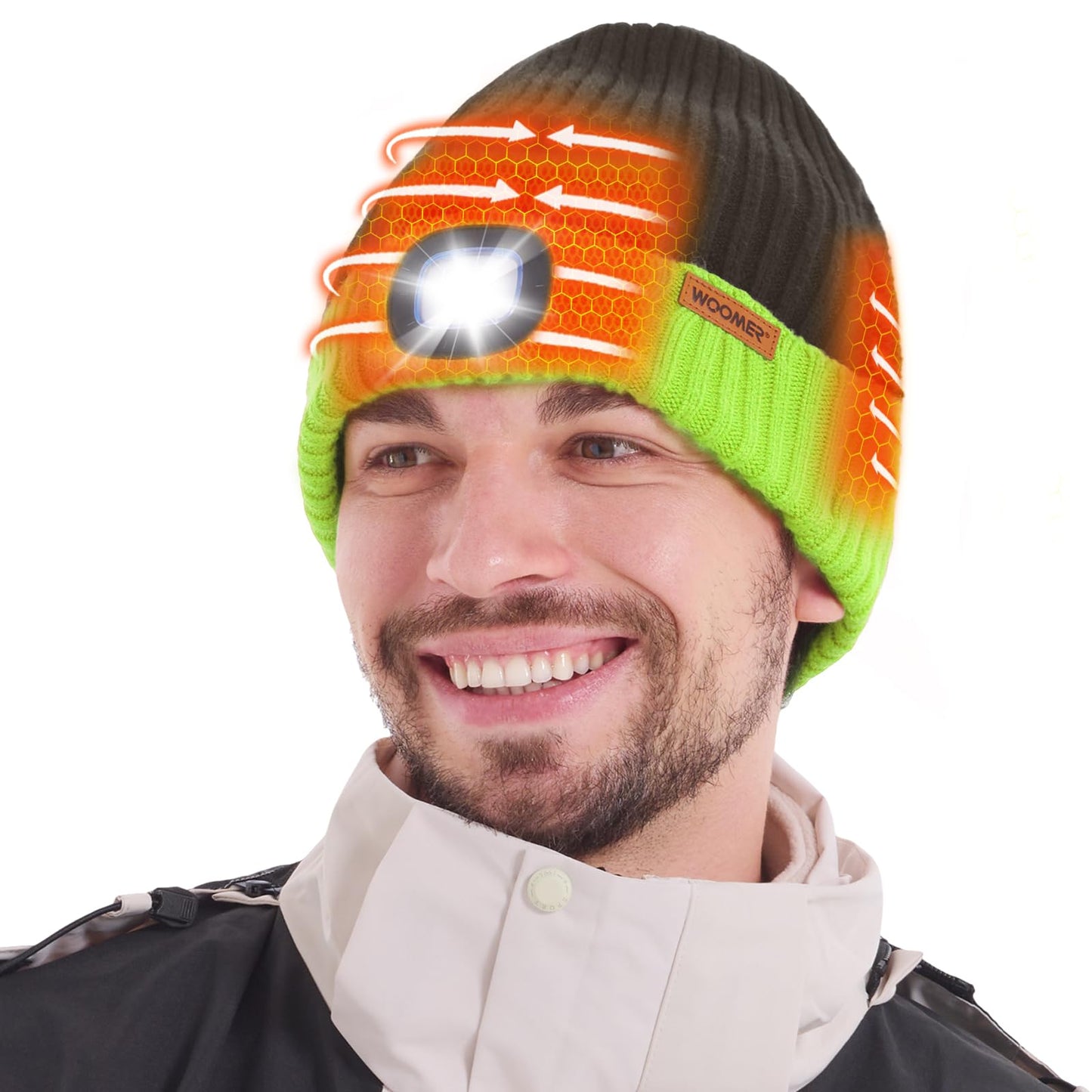 Heated Hat with Led Light, Knit Heated Beanie with 5V 4000mAH Rechargeable Battery Gifts for Men and Women