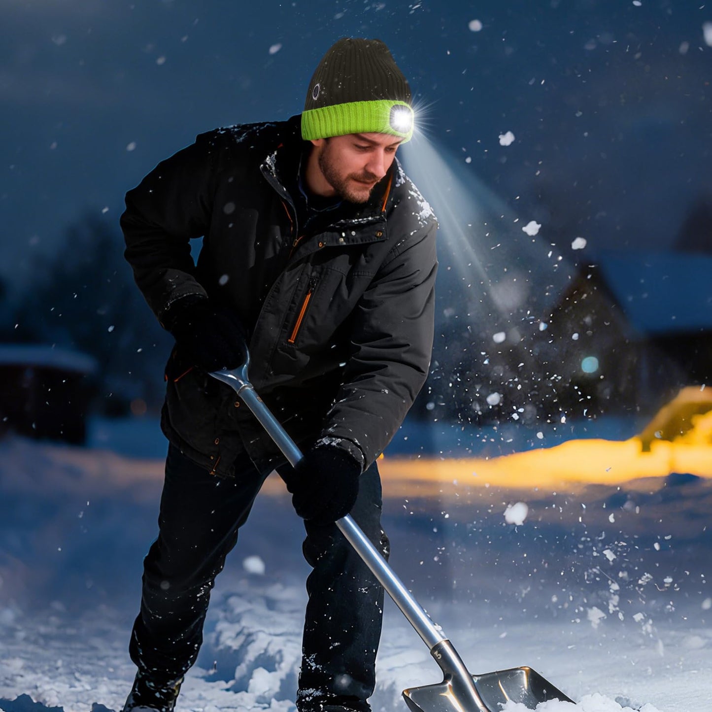 Heated Hat with Led Light, Knit Heated Beanie with 5V 4000mAH Rechargeable Battery Gifts for Men and Women