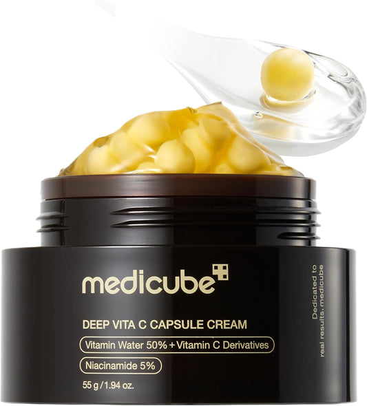 Medicube Deep Vita C Capsule Cream, 55g, Dual-Texture Moisturizer with Vitamin Capsules and Gel Base