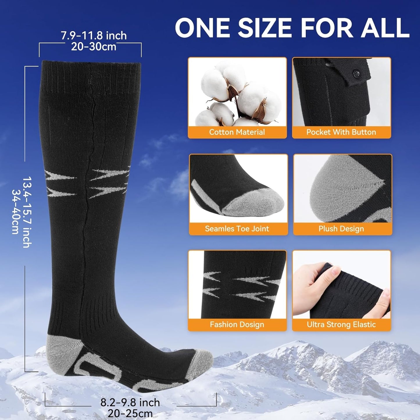 Ninonly Heated Socks for Women Men, APP Control 5000mA Heated Socks Warm Thermal Sock, 3 Heating Settings Winter Foot Warmer Socks for Hunting Camping Skiing Hiking Outdoors