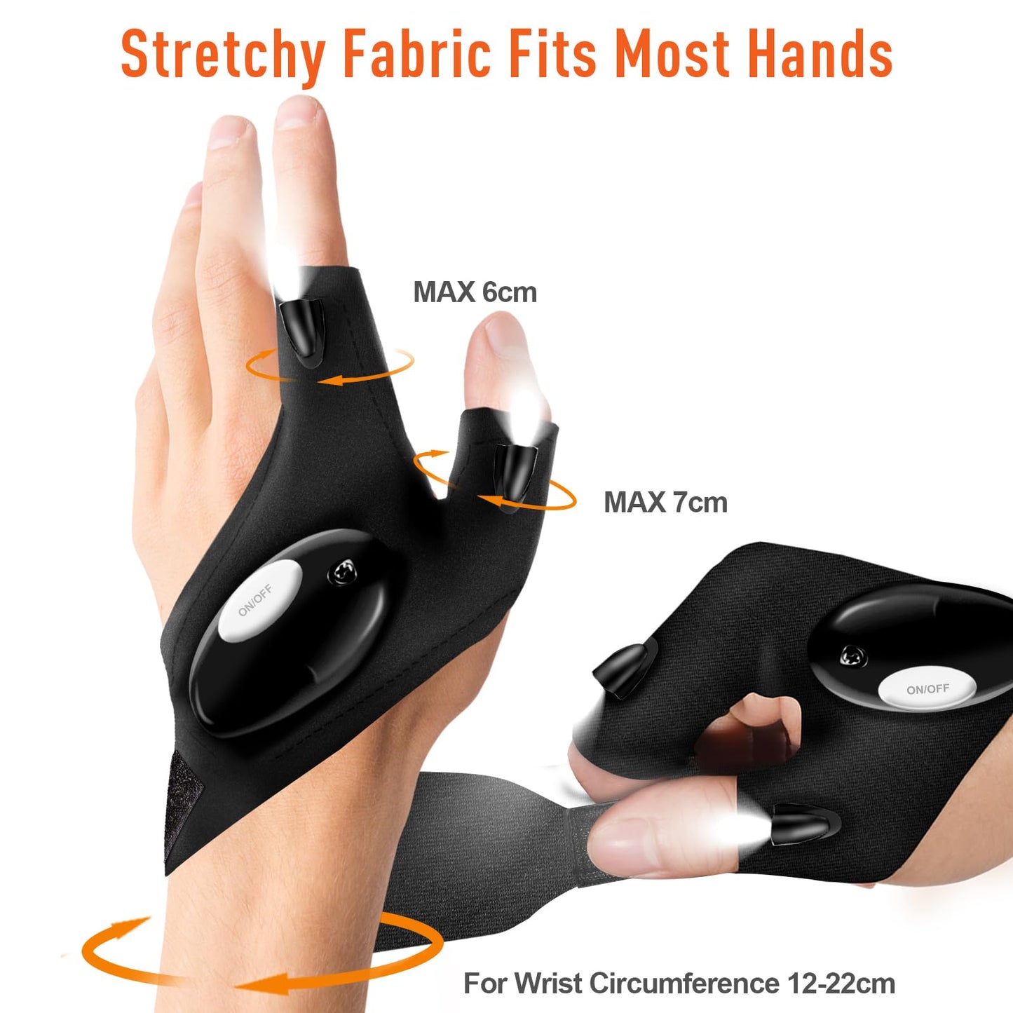 BIIB Stocking Stuffers for Men, Christmas Gifts for Men LED Flashlight Gloves, Mens Anniversary Birthday Gifts for Him Dad Boyfriend Husband, Mens Stocking Stuffers, EDC Camping Cool Gadgets Tools