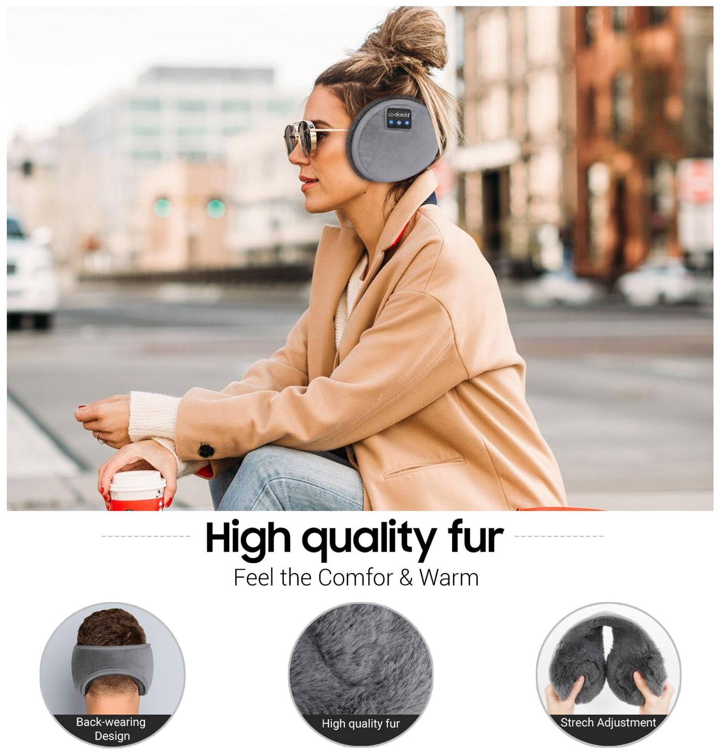 LC-dolida Earmuff Headphones Bluetooth Winter Ear Muffs Ear Warmer Headband for Men/Women/Kids Outdoor Biking Skating Hiking