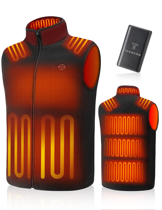 Men's Heated Fleece Vest with Battery Pack 16000mAh/7.4V | 15-Zone Warming Rechargeable Heating Vests for Winter