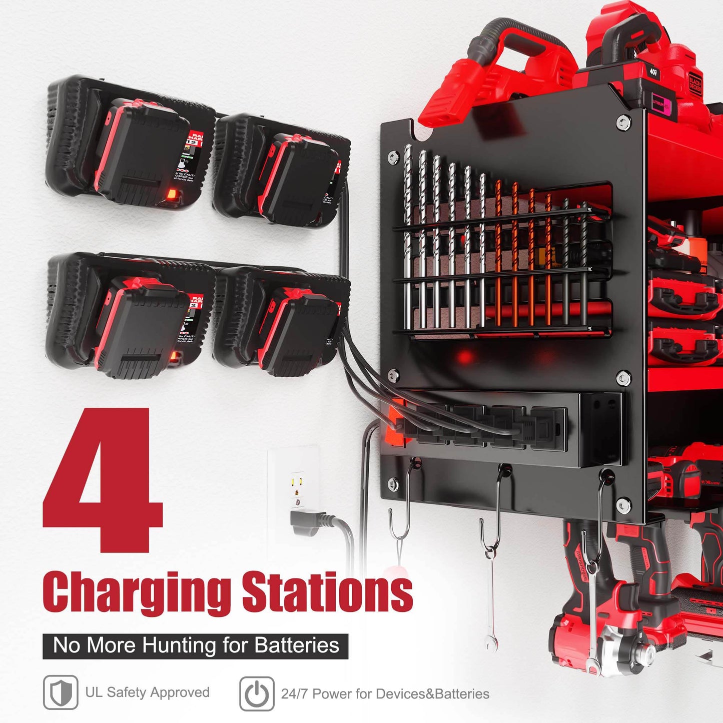 Power Tool Organizer with Charging Station