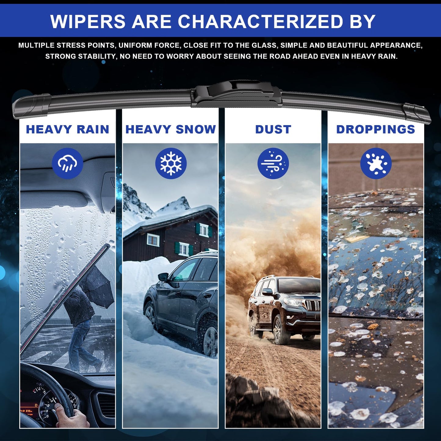 3 Wipers Factory Replacement For Ford Focus 2018 2017 2016 2015 2014 2013 2012 Original Equipment Windshield Wiper Blades Set 28"+28"+12" (Set of 3)