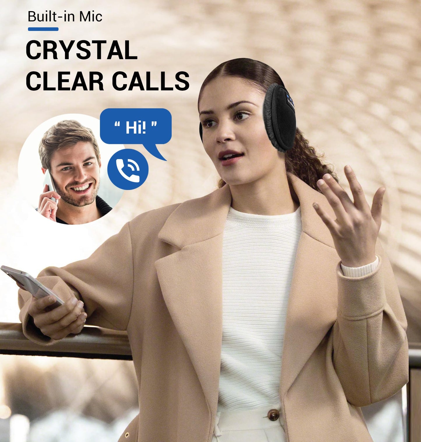 LC-dolida Earmuff Headphones Bluetooth Winter Ear Muffs Ear Warmer Headband for Men/Women/Kids Outdoor Biking Skating Hiking